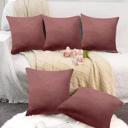 Cloth Fusion Dusty Pink 5 Pieces Velvet Square Cushion Covers-image-78