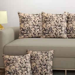BIGGER FISH Beige 5 Pieces Square Cushion Covers-image-82
