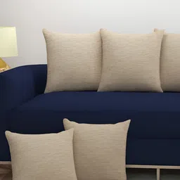 BIGGER FISH Beige 5 Pieces Square Cushion Covers-image-16