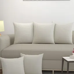 BIGGER FISH Beige 5 Pcs Square Cushion Covers-41