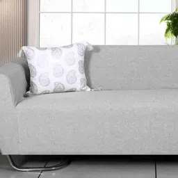 Ode & Cleo Set of 2 White & Grey Ethnic Motifs Pure Cotton Square Cushion Covers-11