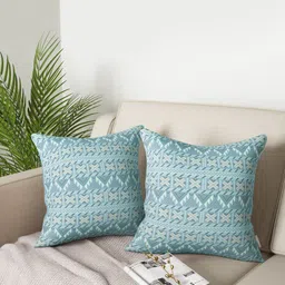 PETAL HOME Blue & White Set of 2 Ethnic Motifs Square Cushion Covers-picture-41