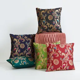 Home Centre Multicolour Set of 5 Ethnic Motifs Square Cushion Covers-16