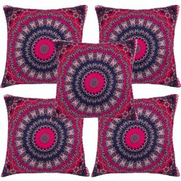 Alina decor Pink & Blue 5 Pieces Ethnic Motifs Square Cushion Covers-picture-36