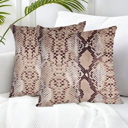 Tesmare Beige & Brown 2 Pieces Quirky Velvet Square Cushion Covers-image-100