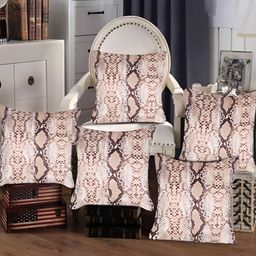 Tesmare Beige & Brown 5 Pieces Animal Printed Velvet Square Cushion Covers-image-96