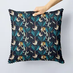 BIANCA Black & Blue Floral Square Cushion Covers-2