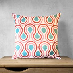 Tasseled Home Pink & Blue Geometric Satin Square Cushion Cover-18