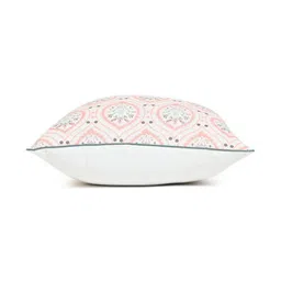 ANWYN Pink & White 5 Pieces Ethnic Motifs Printed Pure Cotton Square Cushion Covers-image-88