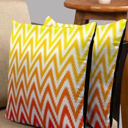 HOUZZCODE Red & Yellow Set of 2 Abstract Square Cushion Covers-14
