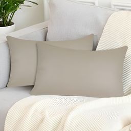 Tesmare Beige 2 Pieces Leather Rectangle Cushion Covers-image-73