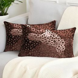 Tesmare Brown 2 Pieces Abstract Velvet Rectangle Cushion Covers-image-11