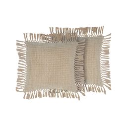 GRHAMOY Beige & Brown 2 Pieces Cotton Striped Square Cushion Covers-image-44