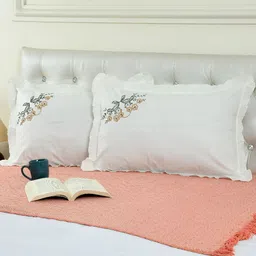 ZESTURE White 2 Pcs Rectangle Cushion Covers-11