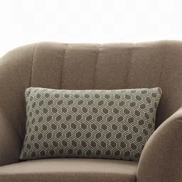 Pluchi Grey & White Geometric Cotton Rectangle Cushion Cover-38