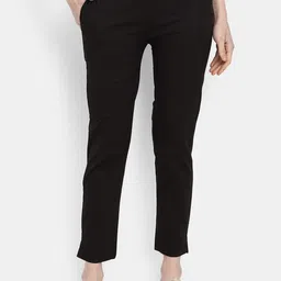 V-Mart Women Cotton Lycra Mid-Rise Flat-Front Plain Classic Trousers-image-30