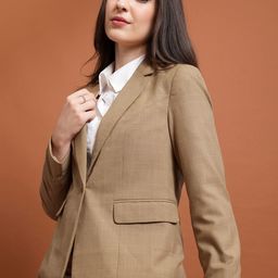 CHIC BY TOKYO TALKIES Brown Checked Single-Breasted Blazers-43