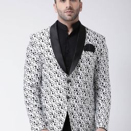 Hangup Men White & Black Printed Single-Breasted Blazers-image-70