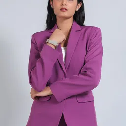 Talethread Notched Lapel Collar Single Breasted Blazers-picture-37
