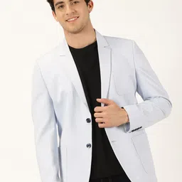 Mast & Harbour Blue Notched Lapel Single Breasted Blazers-image-42