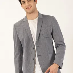 Mast & Harbour Black Striped Notched Lapel Single Breasted Blazers-image-78