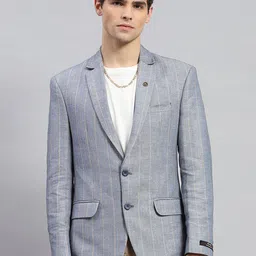 Monte Carlo Striped Single Breasted Notched Lapel Blazers-image-34
