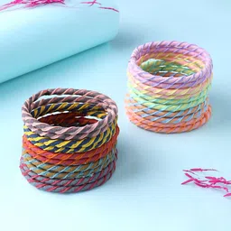 Yellow Chimes Women Set Of 20 Multicoloured Stretchable Ponytail Holders-image-14