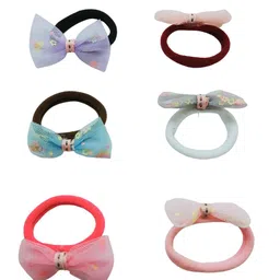 FEMMIBELLA Girls Set of 6 Embellished Ponytail Holders-image-97