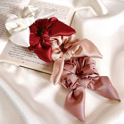 Mueras Set of 4 Bow Tie Knot Scrunchies-31
