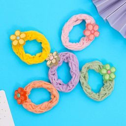 Yellow Bee Girls Multicoloured  Set of 5 Ponytail Holders-15