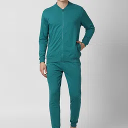 Peter England Men Green Solid Night suit-picture-13