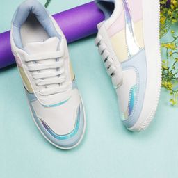 XE Looks Women Colourblocked Comfort Insole Lightweight Vegan Leather Lace-Ups Sneakers-16