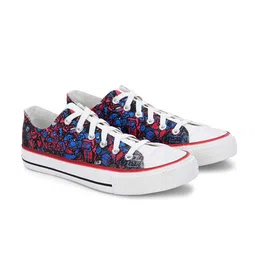 CROWCIA LONDON Men Printed Round Toe Lightweight Canvas Sneakers-image-59