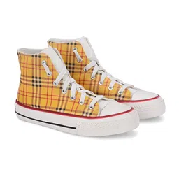 CROWCIA LONDON Men Printed Round Toe Lightweight Canvas Sneakers-image-80