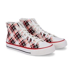 CROWCIA LONDON Men Printed Round Toe Lightweight Canvas Sneakers-picture-9
