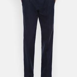 Louis Philippe Men Navy Blue Winter Pleated Regular Fit Formal Trousers-image-27
