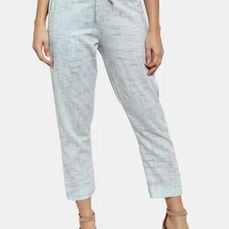 Enchanted Drapes Women Blue Printed Pure Cotton Trousers-image-37