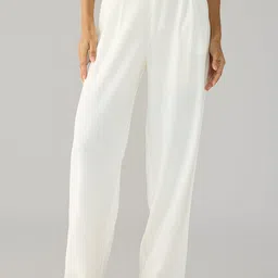 FREAKINS Women Solid Straight Fit Mid-Rise Pleated Regular Trousers-13