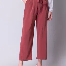 FabAlley Women Pleated Mid-Rise Parallel Trousers-image-20