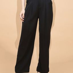 Global Republic Women Smart Mid-Rise Loose Fit Easy Wash Pleated Parallel Trouser-image-99