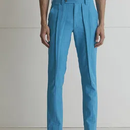 ARTLESS Men Tailored Tapered Fit Pleated Hemp Trousers-image-34