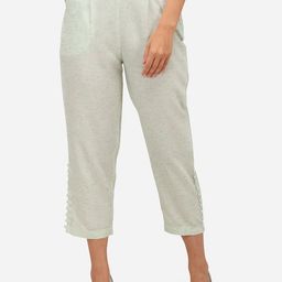 RAISIN Women Green Textured Loose Fit Pleated Trousers-image-42