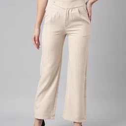 SHOWOFF Women Comfort Regular Fit Cotton Parallel Trouser-image-1