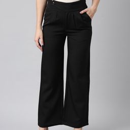 SHOWOFF Mid-Rise Regular Fit Cotton Comfort Pleated Parallel Trousers-image-56