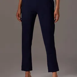 W Women Blue Slim Fit Trousers-image-53