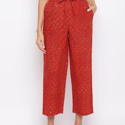 Fabindia Women Red Printed Trousers-picture-34
