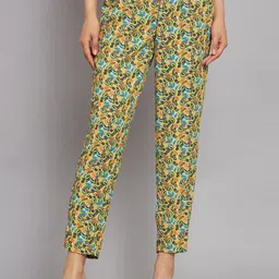 NoBarr Women Floral Printed Mid-Rise Trousers-image-53
