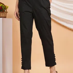 YASH GALLERY Women Mid-Rise Peg Trousers-image-50
