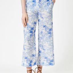 Koton Women Floral Printed Mid-Rise Parallel Trousers-image-39