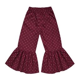 A T U N Girls Maroon Printed Ruffle Trousers-image-98